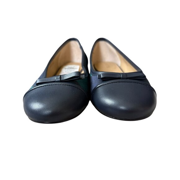 Talbots blair ballet flats indigo blue multi plaid women's size 6M leather sole - Picture 4 of 11